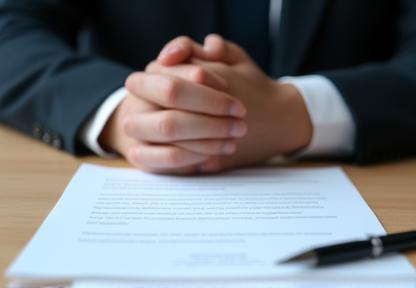 Two hands clasped over a contract